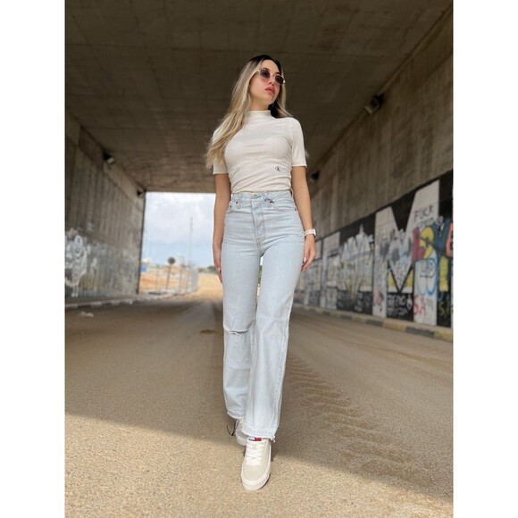 Levi's Denim - Levis Premium Women Denim Jean 28 Ribcage Straight Ankle Blue High Rise Wide Leg